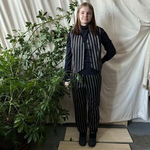 Vintage Shirley Mullings Couture Striped Vest & Pants Set